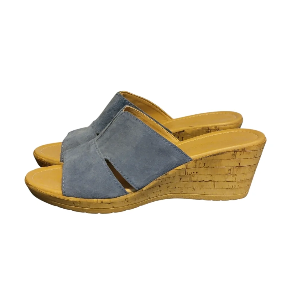 A.‎ Giannetti Blue Suede Cork Wedge 9.5M